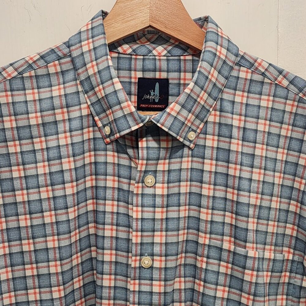 Johnnie O Mens Lightweight Cotton Check Plaid Button Down Flannel Size Large - Picture 3 of 14